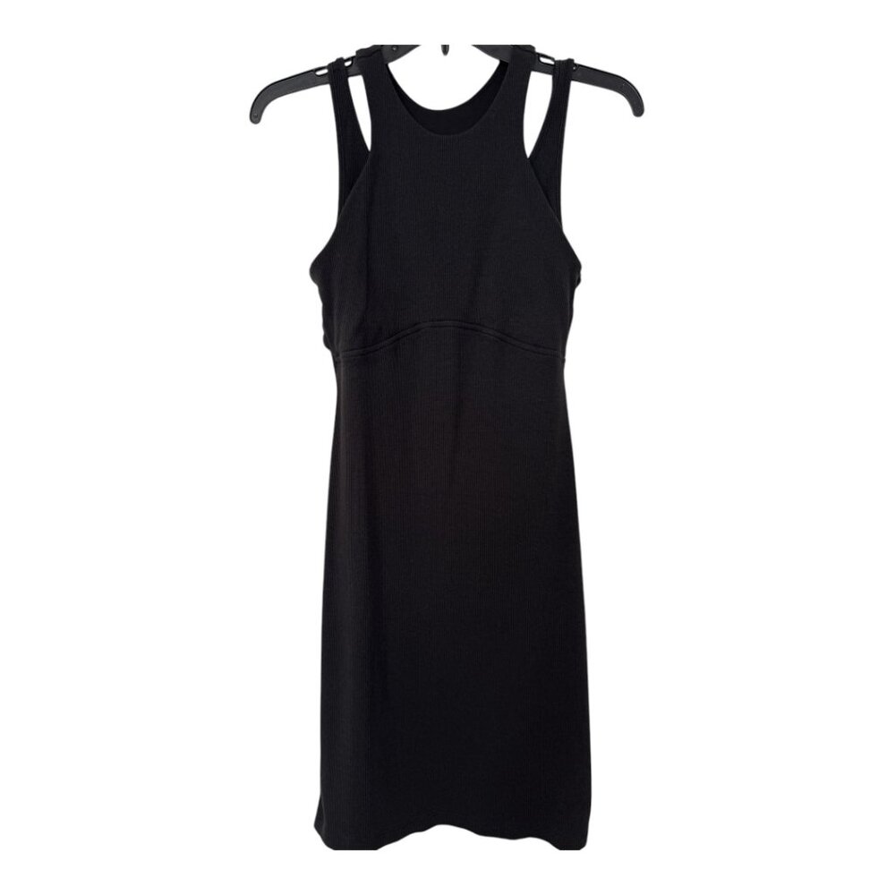 Lululemon Ribbed Cotton Modal Cut-Out Dress, Size 6, Black